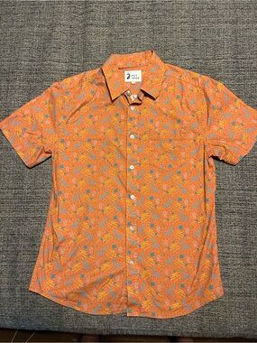 Jack Sage Orange Novelty Print Button-Up Shirt Men’s Small
